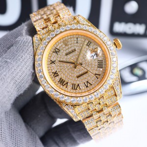 Rolex勞力士高仿奢侈品手表男士腕表镶钻金表42mm