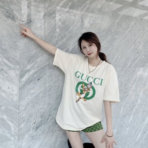 古馳-gucci 頂級原單2022春夏最新款虎年限定数位噴印雙G虎logo短袖t恤