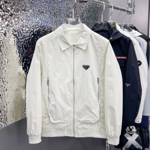 高仿奢侈品Prada普拉達新款時尚男士白色夾克外套