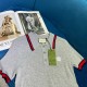 Gucci古馳高仿服飾24春夏新品灰色撞色Polo领短袖针织衫