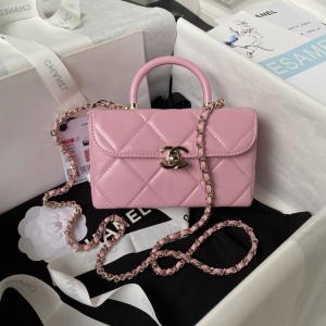 Chanel香奈兒高仿大牌包包最新款秋冬新粉色品手領包挎包AS4470