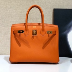 Hermes愛馬仕 Birkin Epsom 30cm 橙色金扣