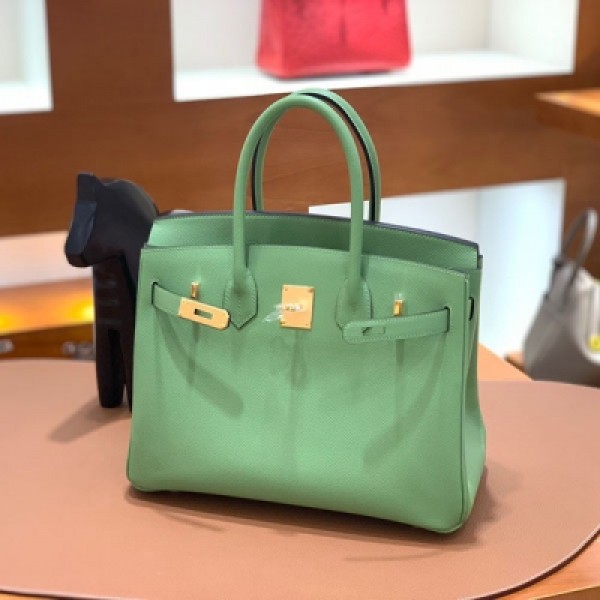 HERMES愛馬仕 Epsom 牛油果綠 Birkin 30 金扣