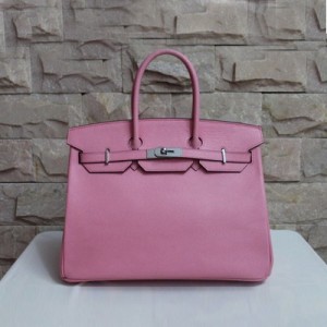 愛馬仕Hermes Birkin 休閑時尚 手掌紋牛皮手提 HB19011櫻花粉