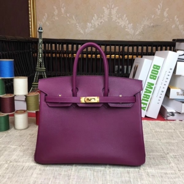 愛馬仕Hermes Bk 25cm 原廠頂級進口swift皮 配手工蜜蠟線縫製 老工匠手藝 愛馬仕Hermes 經典款 【海葵紫】金扣