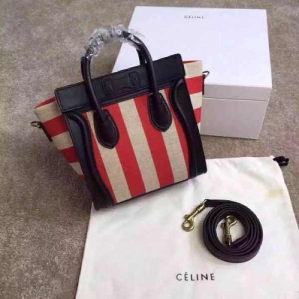 新色Celine 笑臉麻布條紋配牛皮全新推出原版色完美造型優雅簡約的風格永不過時容量大隨性美搭怎麼搭怎麼美小號尺寸：20-10-20