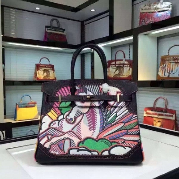 HERMES 30cm Birkin  原廠togo+epsom蕾絲邊   走私品每一個都是獨立圖案展示了品牌高級工藝及時尚風格以另一種方式延續HERMES頂級製造工藝細節針針彰顯