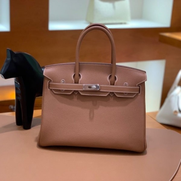 HERMES愛馬仕 Togo 金棕色 Birkin 30 銀扣